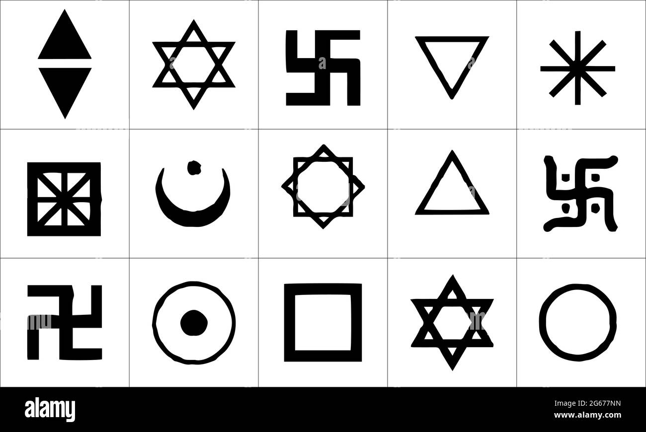 15 types différents de symboles d'occulture sur fond blanc Illustration de Vecteur