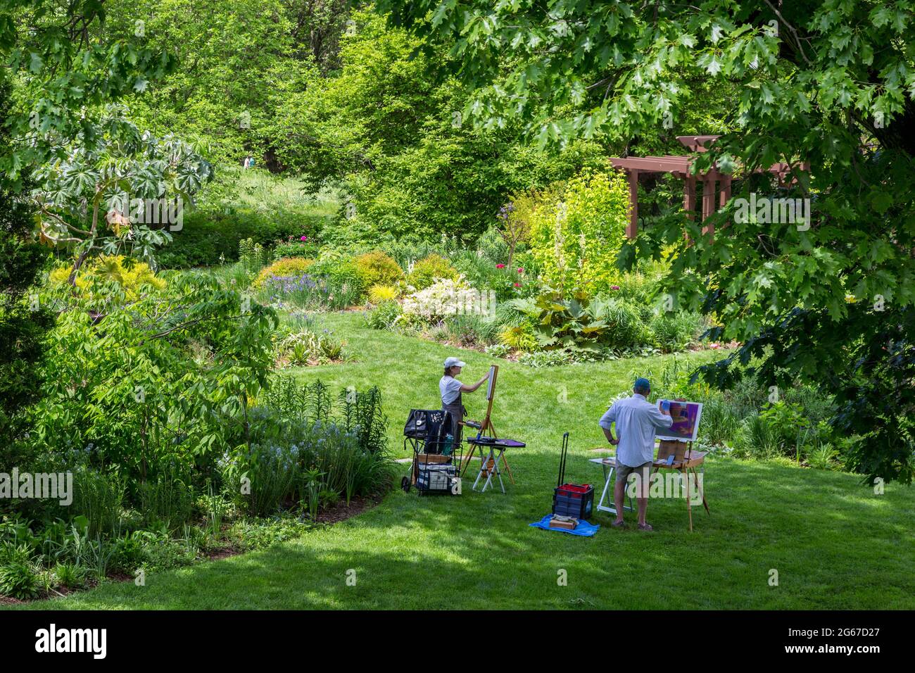 Wayne, Pennsylvanie, États-Unis. Chanticleer Garden, Peintres au travail. Banque D'Images