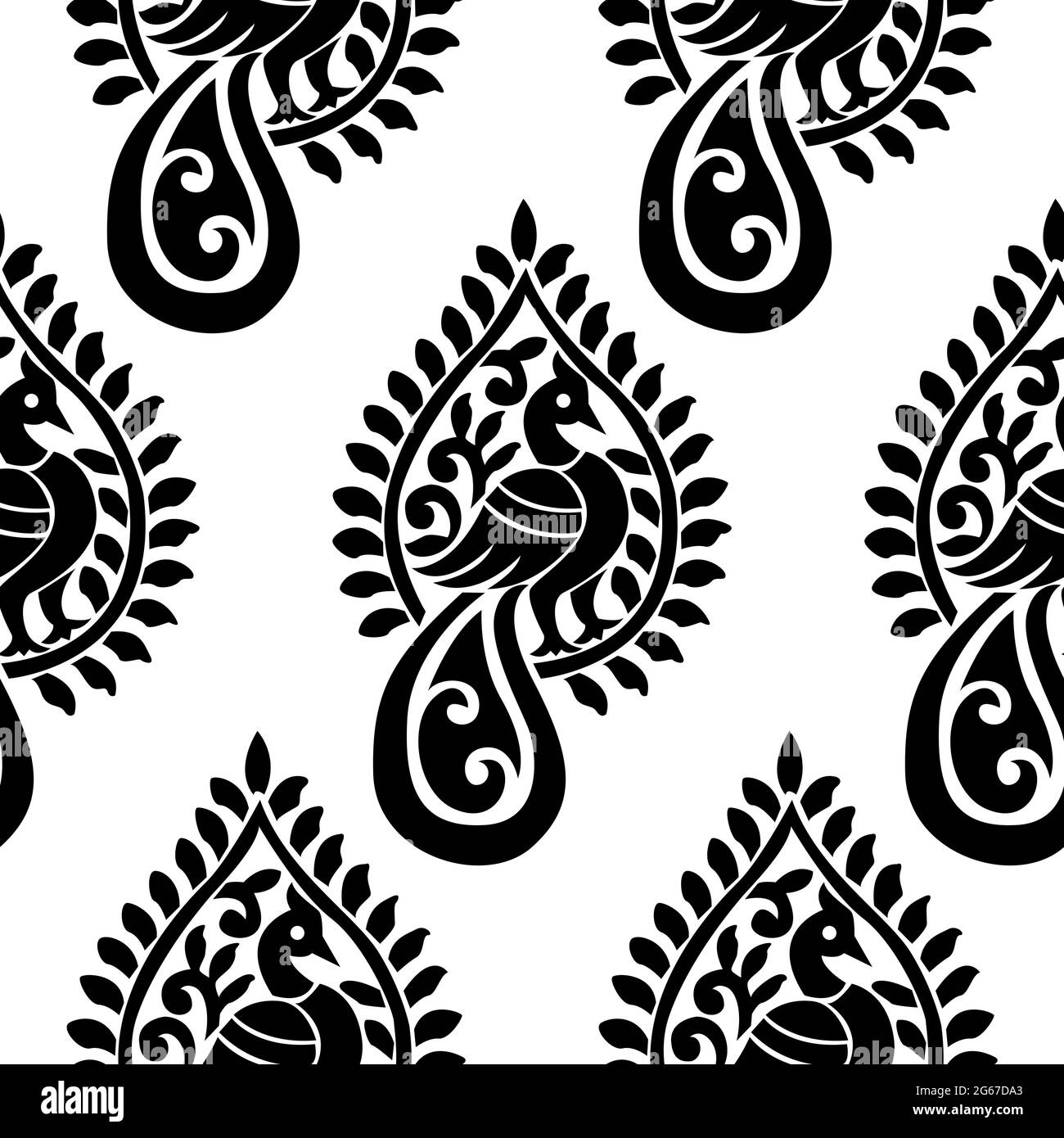 Magnifique concept Peacock avec plumes isolées sur fond blanc est dans un motif sans couture Illustration de Vecteur