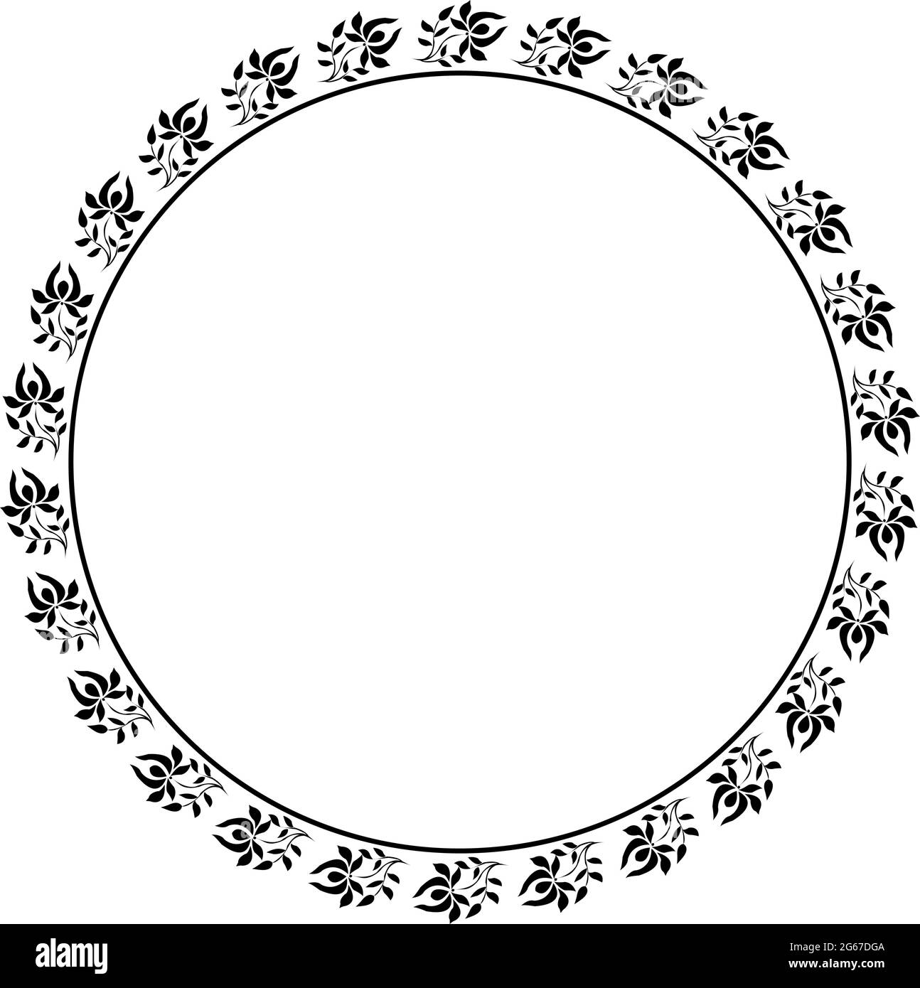 Cadre miroir rond concept d'art floral isolé sur fond blanc Illustration de Vecteur