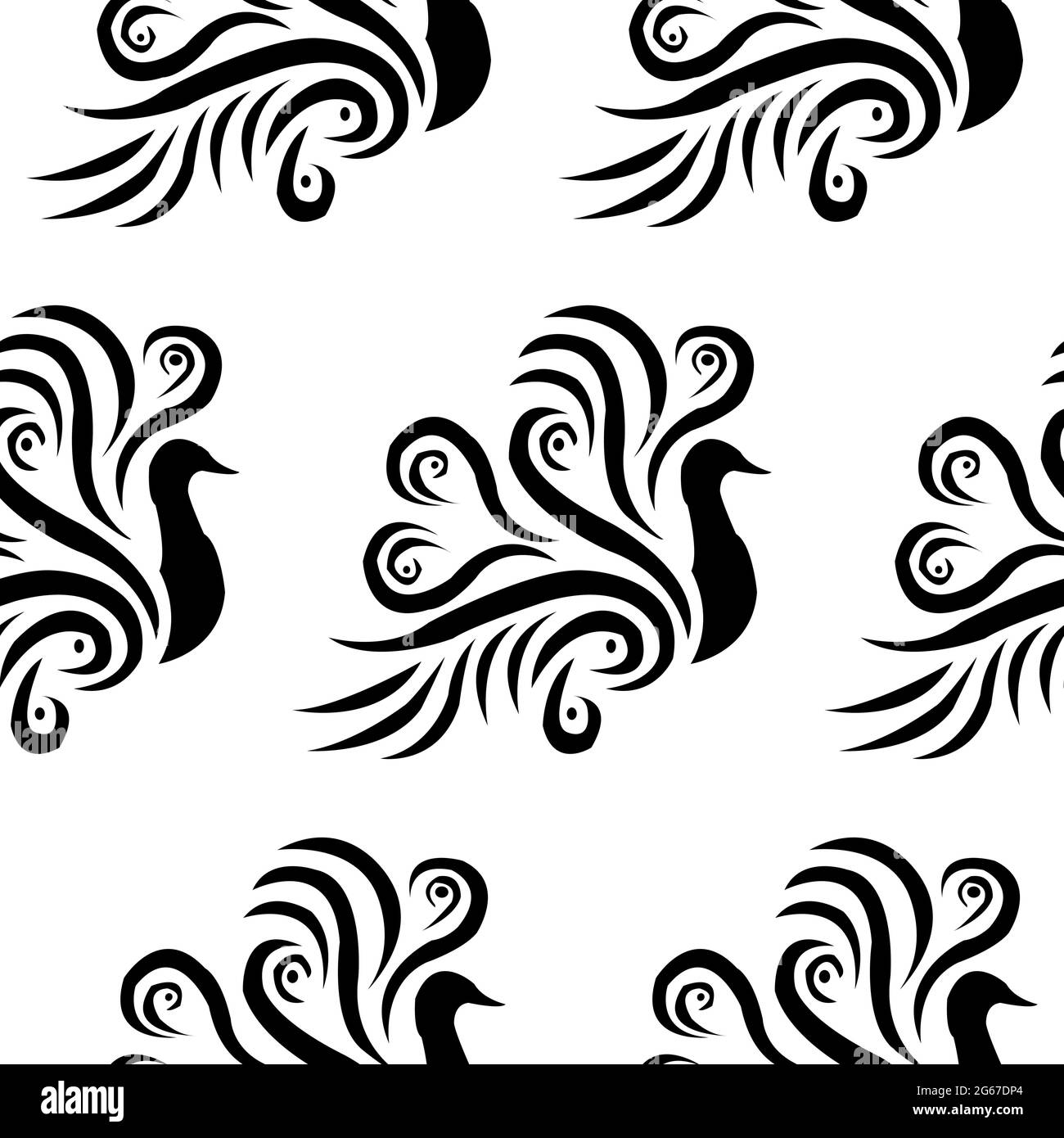 Magnifique concept Peacock avec plumes isolées sur fond blanc est dans un motif sans couture Illustration de Vecteur