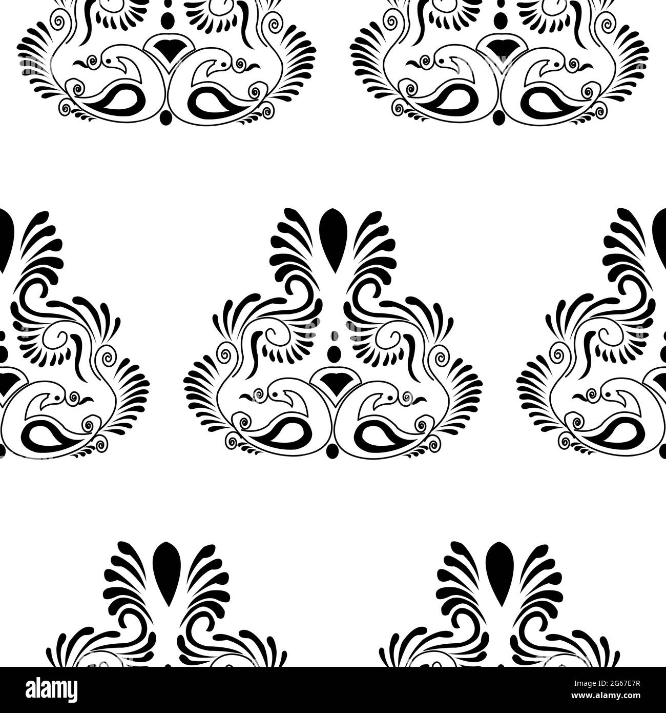Magnifique concept Peacock avec plumes isolées sur fond blanc est dans un motif sans couture Illustration de Vecteur