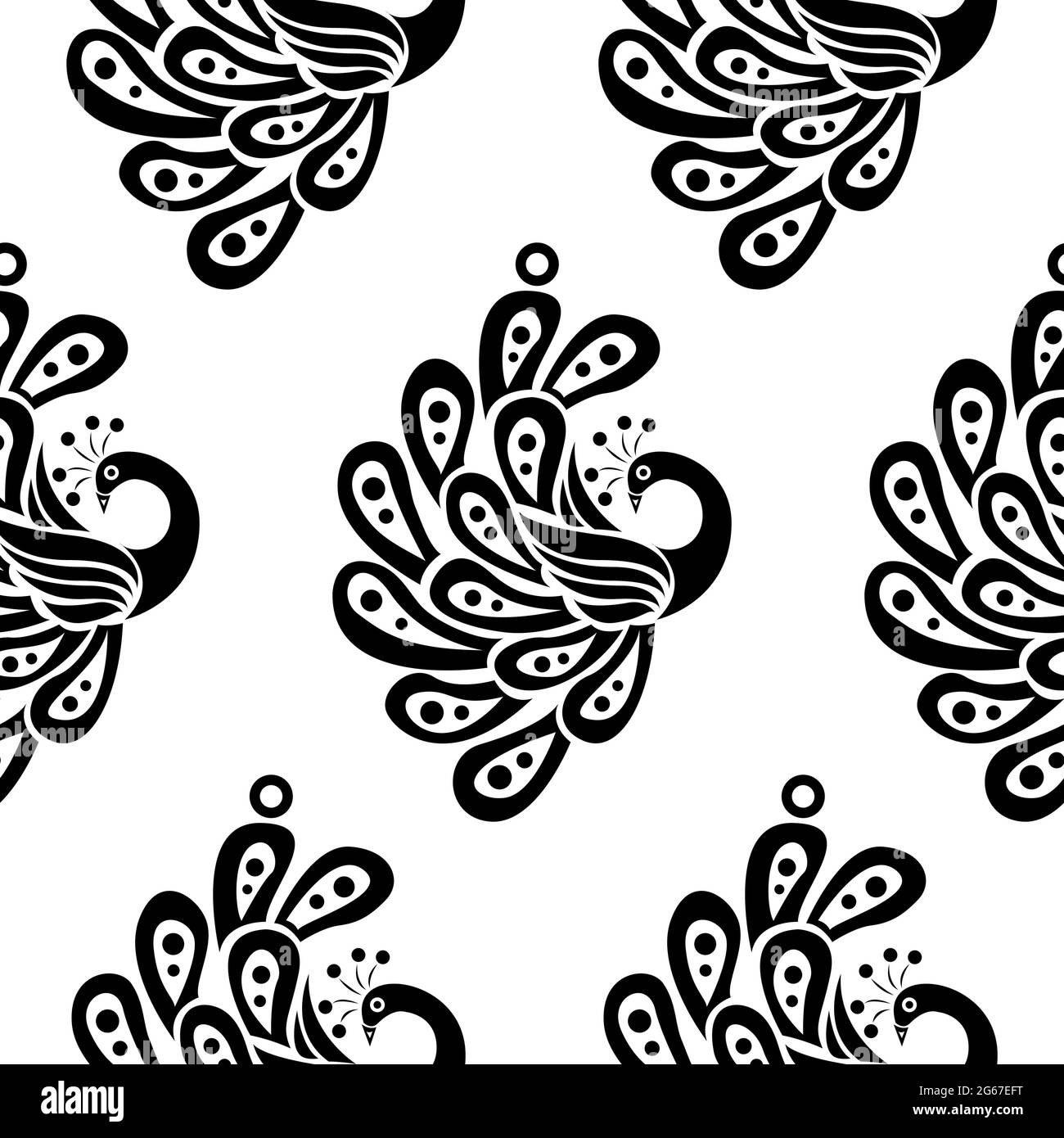 Magnifique concept Peacock avec plumes isolées sur fond blanc est dans un motif sans couture Illustration de Vecteur