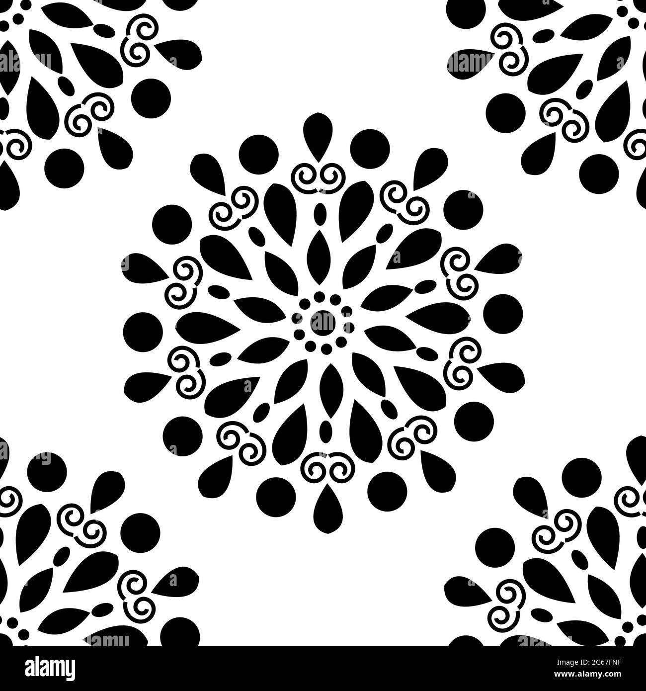 Le concept indien traditionnel et culturel Rangoli mandala de l'art floral isolé sur fond blanc est dans le modèle sans couture Illustration de Vecteur