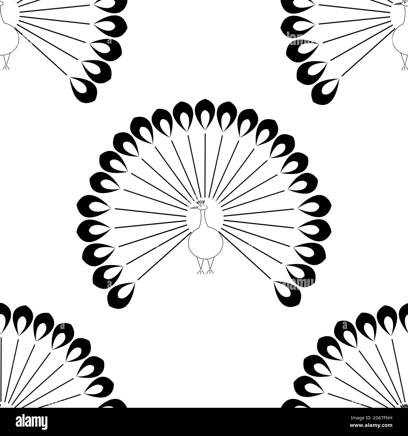 Magnifique concept Peacock avec plumes isolées sur fond blanc est dans un motif sans couture Illustration de Vecteur