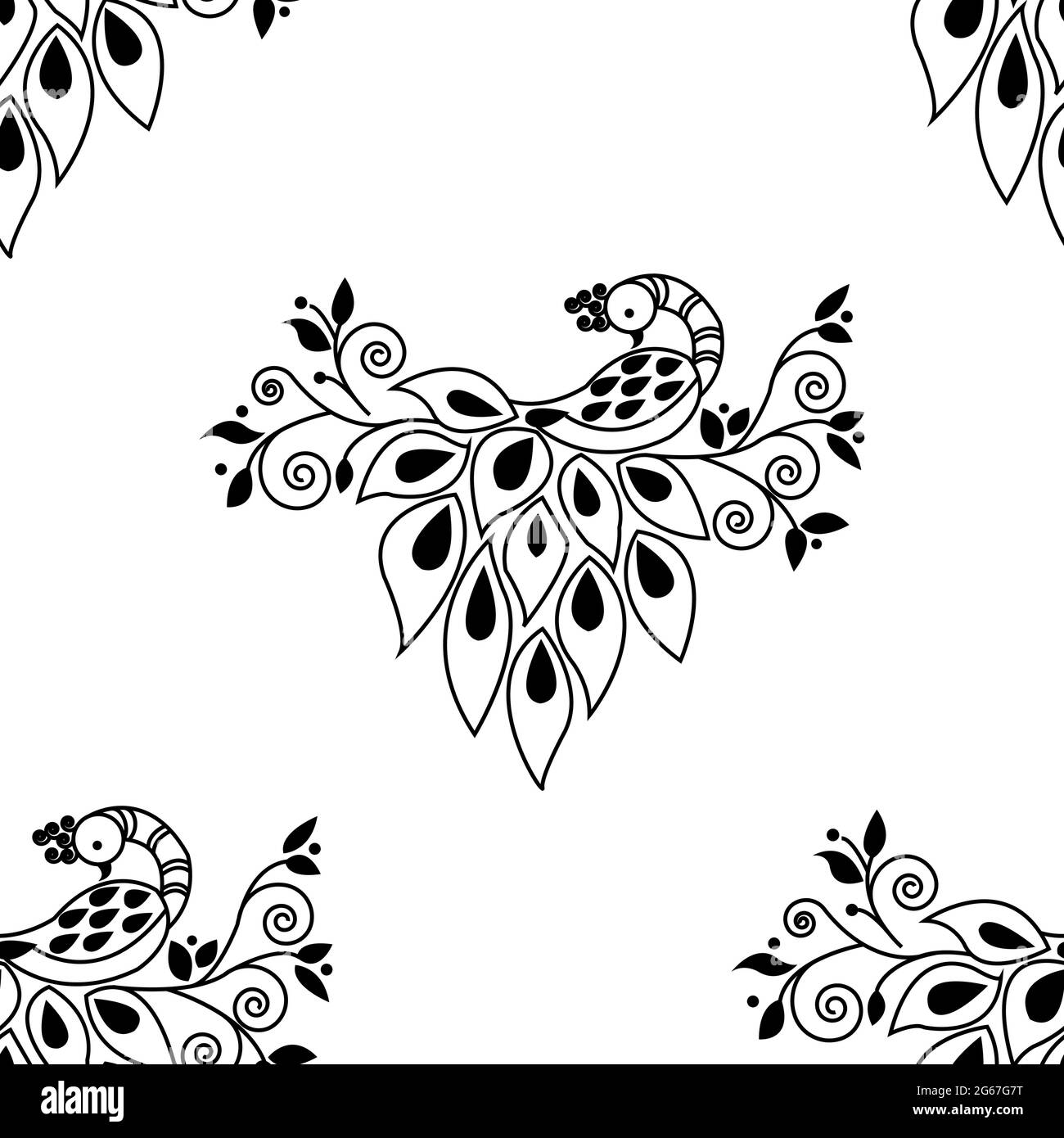 Magnifique concept Peacock avec plumes isolées sur fond blanc est dans un motif sans couture Illustration de Vecteur