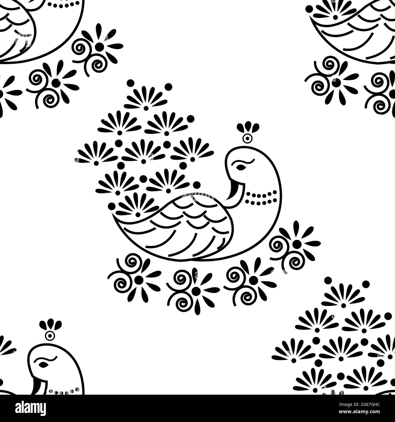 Magnifique concept Peacock avec plumes isolées sur fond blanc est dans un motif sans couture Illustration de Vecteur