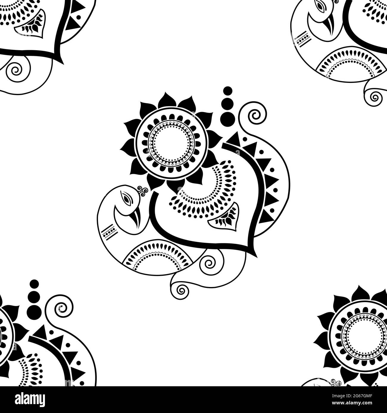 Magnifique concept Peacock avec plumes isolées sur fond blanc est dans un motif sans couture Illustration de Vecteur