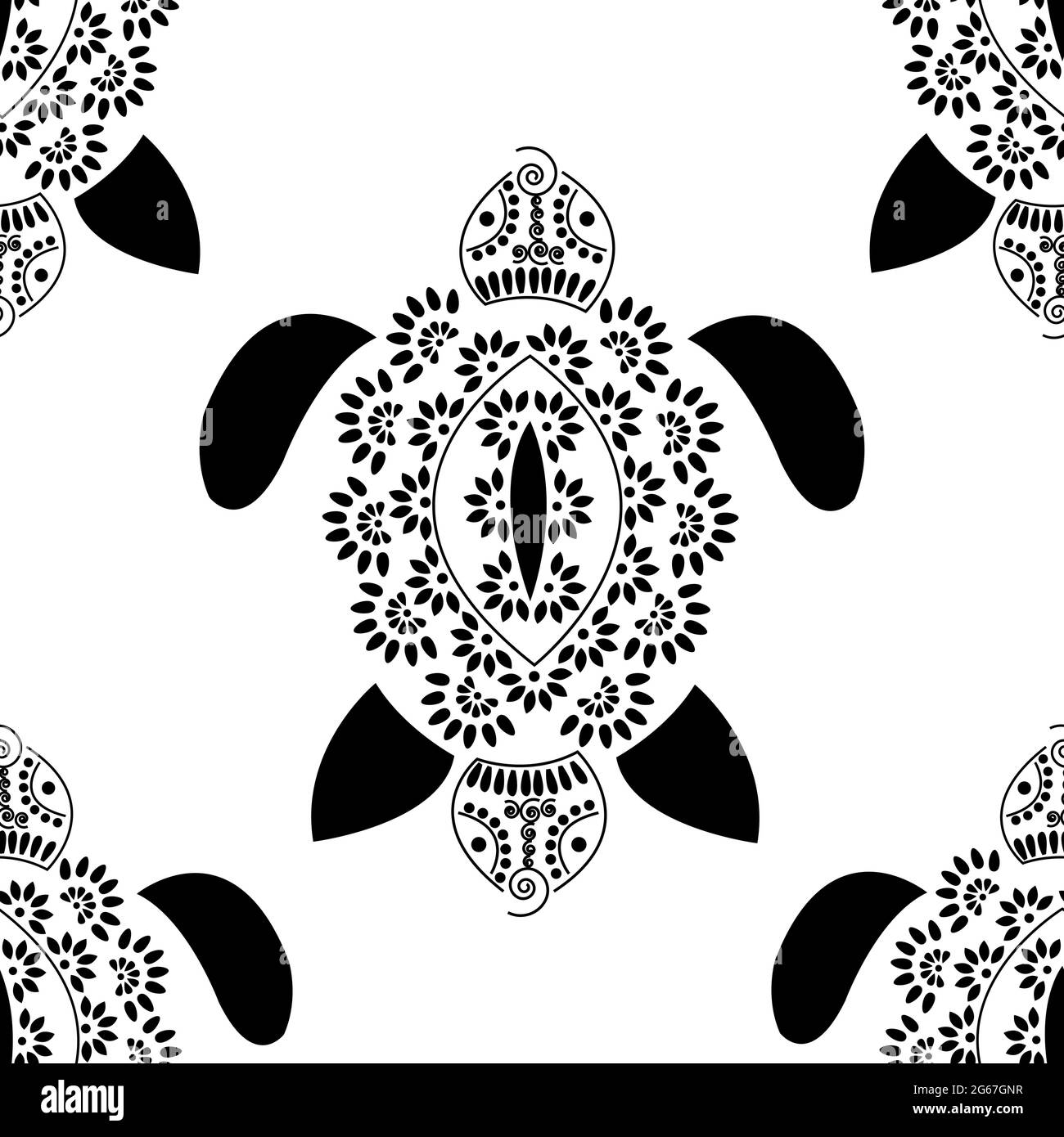 Motif rangoli concept de fleurs et pétales disposés comme tortue ou tortue est dans le modèle sans couture Illustration de Vecteur