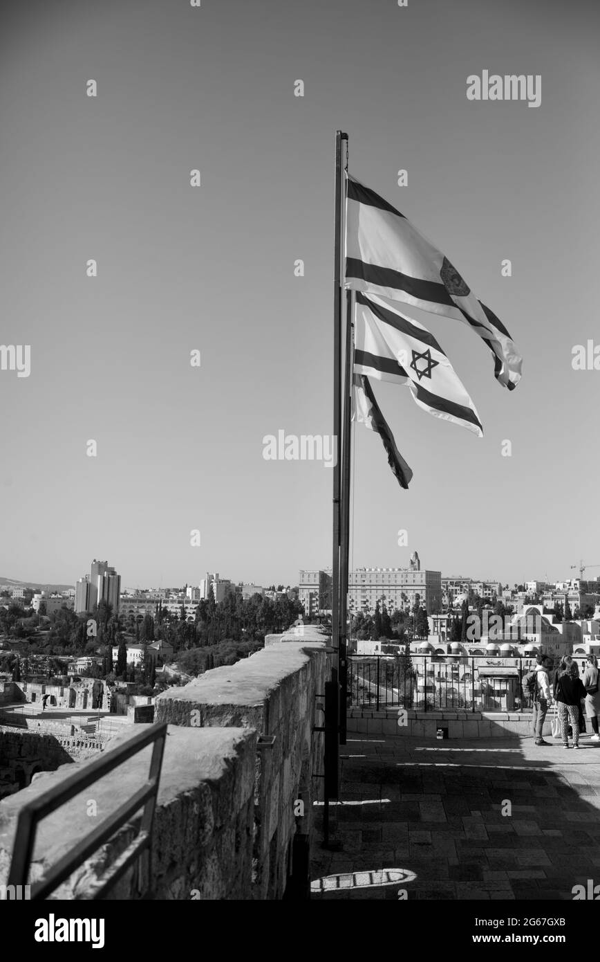 Vue depuis les murs de la Tour de David, Jérusalem, Israël Banque D'Images