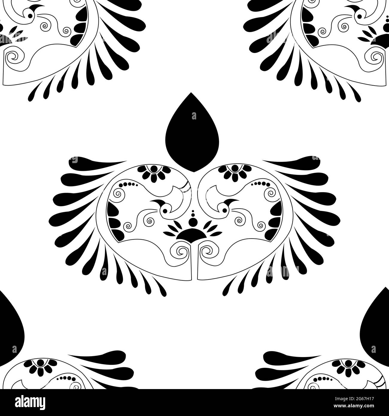 Magnifique concept Peacock avec plumes isolées sur fond blanc est dans un motif sans couture Illustration de Vecteur