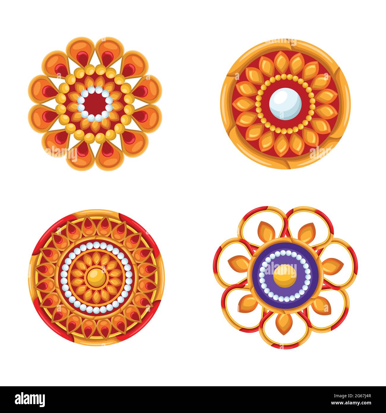 quatre raksha bandhan mandalas Illustration de Vecteur