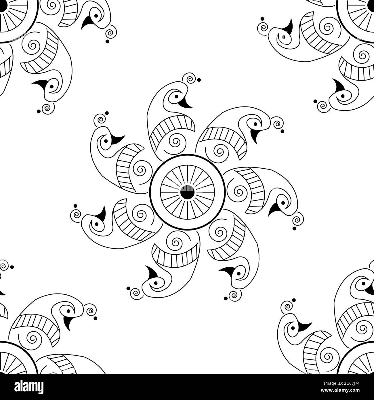 Magnifique concept Peacock avec plumes isolées sur fond blanc est dans un motif sans couture Illustration de Vecteur
