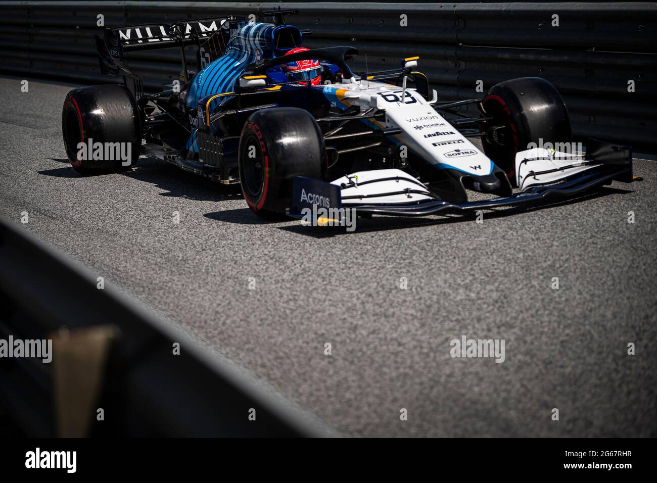 Spielberg, Autriche. 03ème juillet 2021. George Russell, pilote britannique de Williams Racing, participe à la séance de qualification du Grand Prix de F1 autrichien au Red Bull Ring de Spielberg. Crédit : SOPA Images Limited/Alamy Live News Banque D'Images