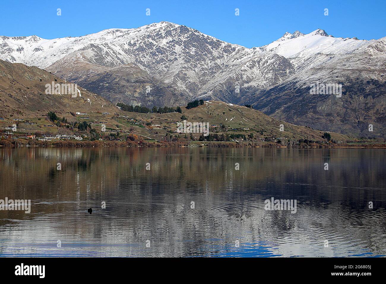 Paysage d'hiver au lac Hayes, Otago, Nouvelle-Zélande Banque D'Images