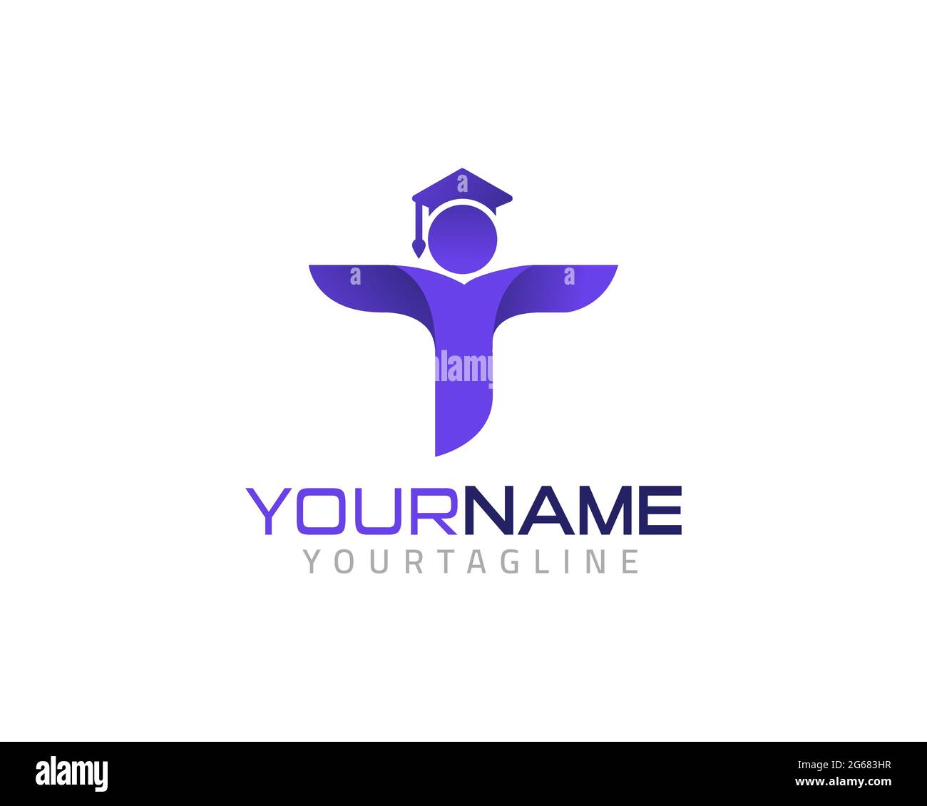 T logo de modèle de vecteur de lettre avec symbole de chapeau d'étudiant. Ce logo de troisième cycle est créatif et peut être utilisé pour l'éducation, le diplôme, l'étude, le diplôme. Illustration de Vecteur