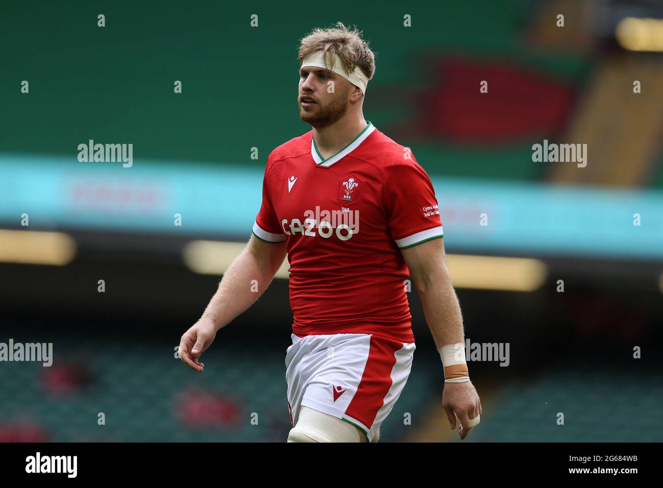 Cardiff, Royaume-Uni. 03ème juillet 2021. Aaron Wainwright, du pays de Galles, regarde. Rugby international friendly, pays de Galles v Canada, match de série d'été au stade de la Principauté à Cardiff le samedi 3 juillet 2021. photo par Andrew Orchard/Andrew Orchard photographie sportive crédit: Andrew Orchard photographie sportive/Alamy Live News Banque D'Images