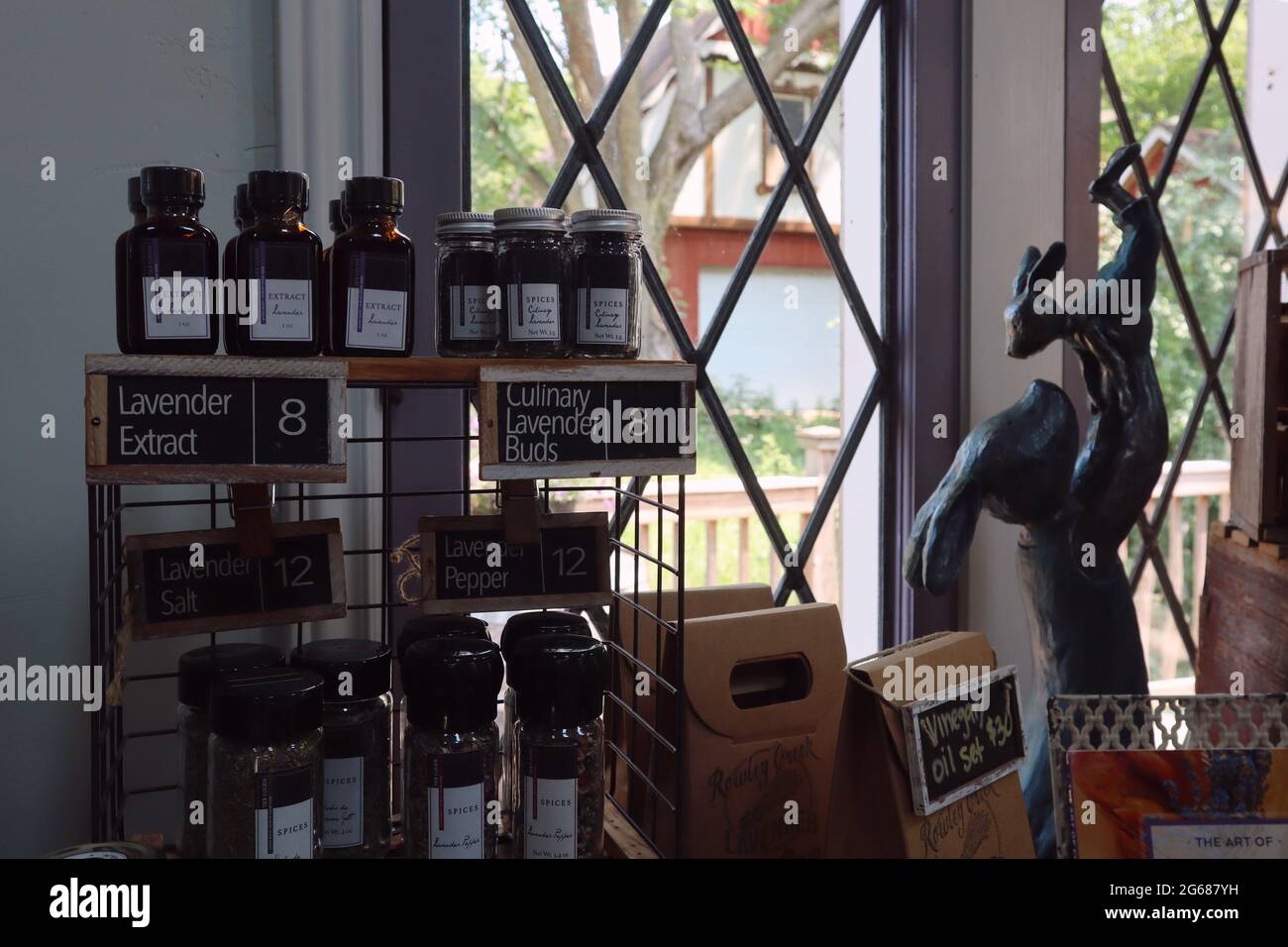 Produits de magasin de lavande sur ferme familiale Banque D'Images