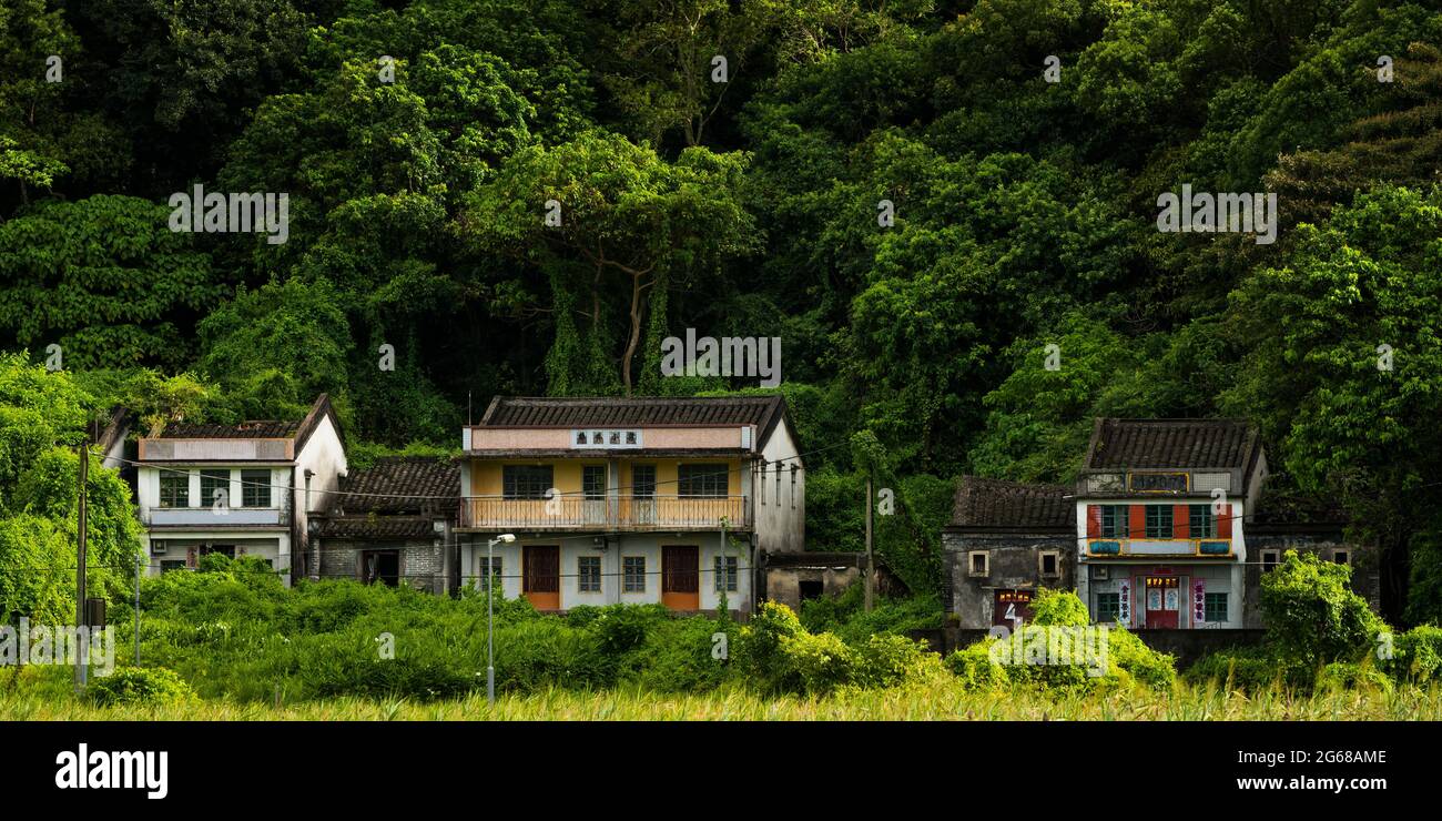 Maisons de village rurales traditionnelles, Luk Keng, New Territories, Hong Kong Banque D'Images