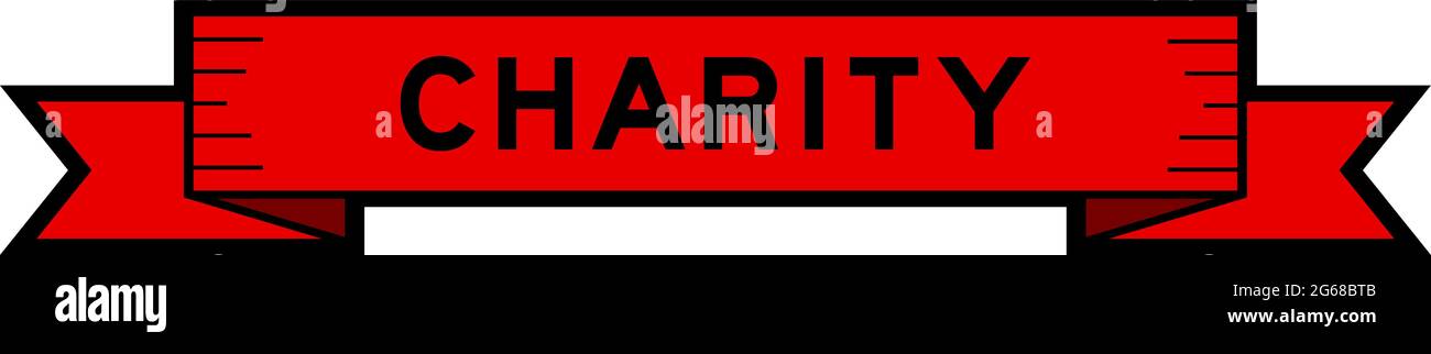 Bannière ruban rouge vintage avec mot Charity sur fond blanc Illustration de Vecteur