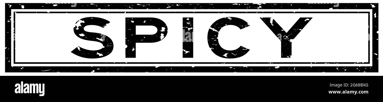 Tampon en caoutchouc carré à mot épicé noir sur fond blanc Illustration de Vecteur