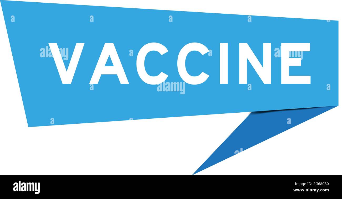 Bannière vocale de couleur bleue avec le mot vaccin sur fond blanc Illustration de Vecteur