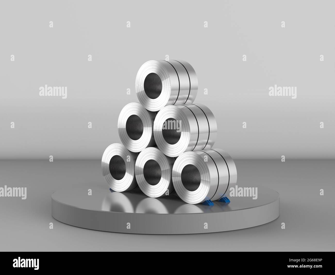 rouleau de rendu 3d de feuilles d'acier sur fond gris Photo Stock - Alamy