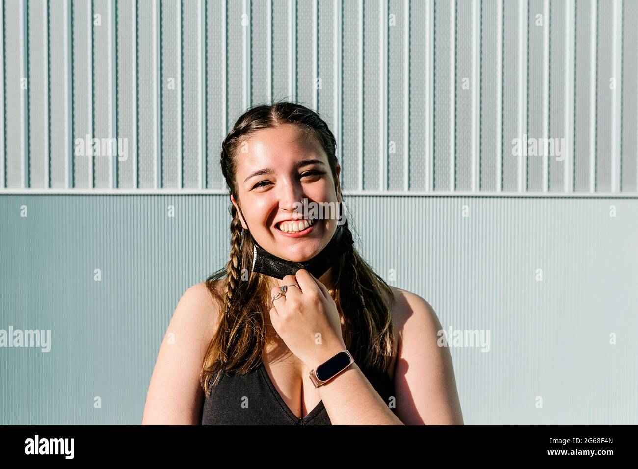 Femme avec masque de protection Banque D'Images