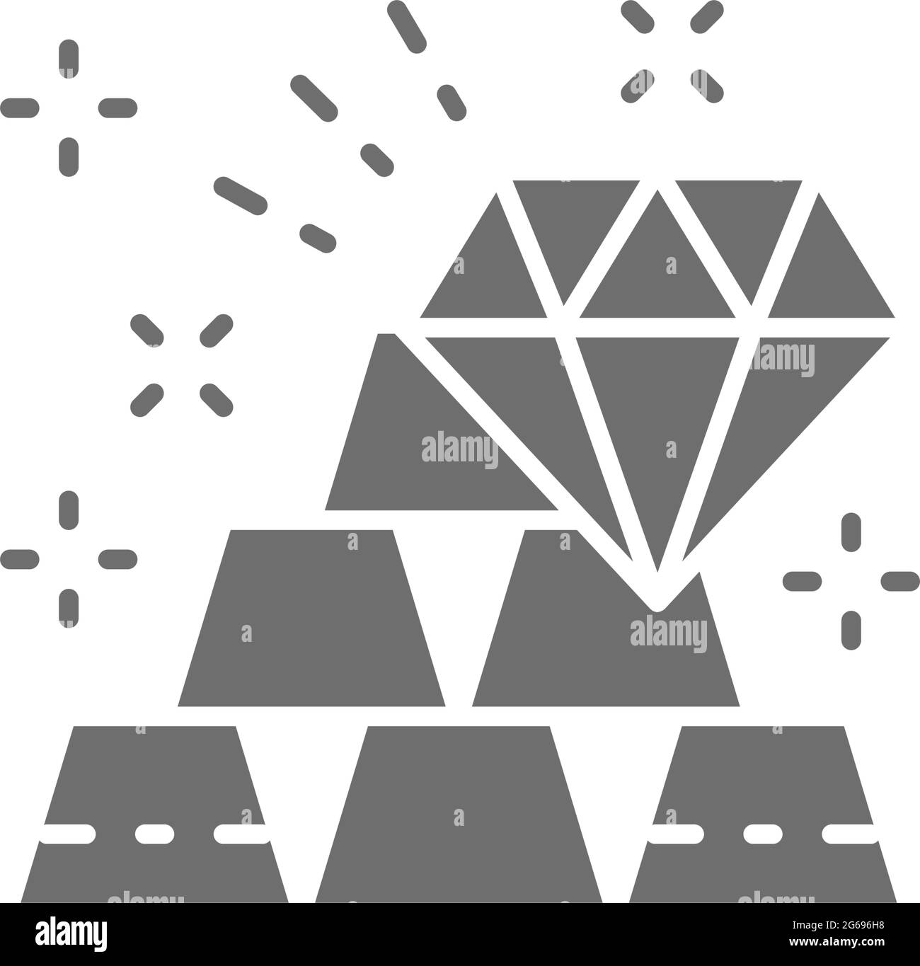 Barres d'or et diamant, icône de gris de richesse. Illustration de Vecteur