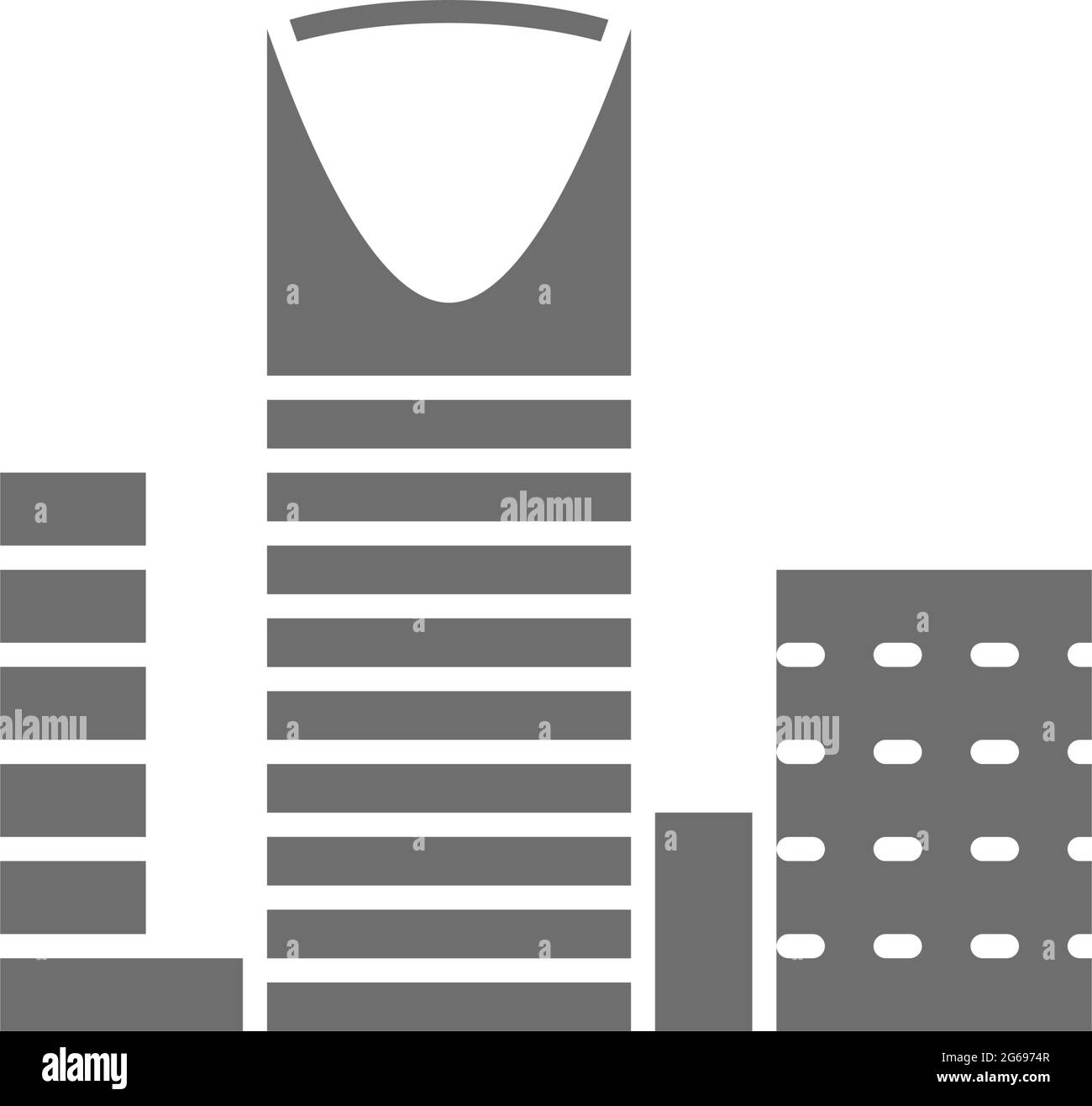 Burj Al-Mamlyak, Kingdom Center, icône grise gratte-ciel. Illustration de Vecteur