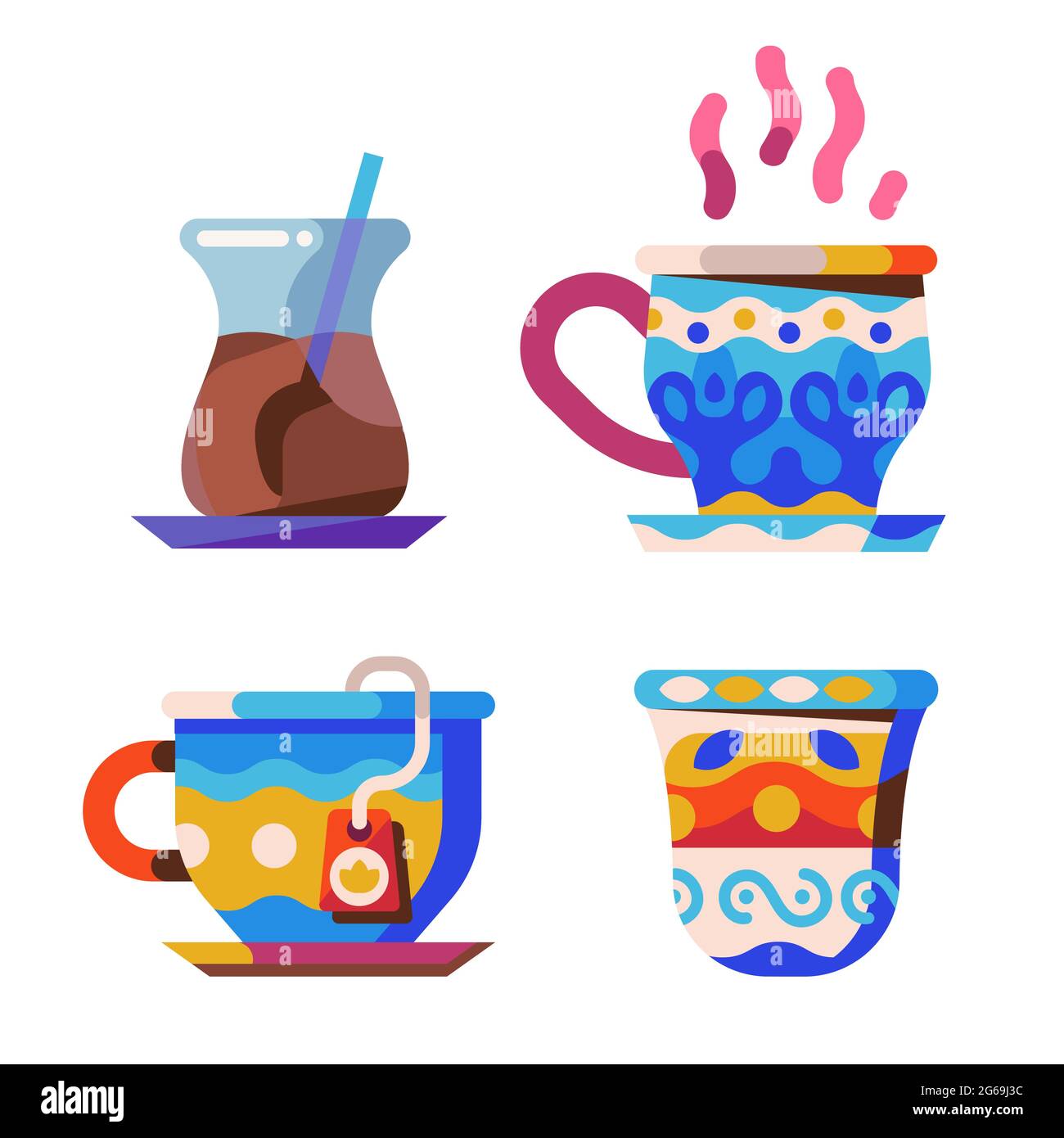 Tasses à thé et à café moyen-Orient et arabe Illustration de Vecteur