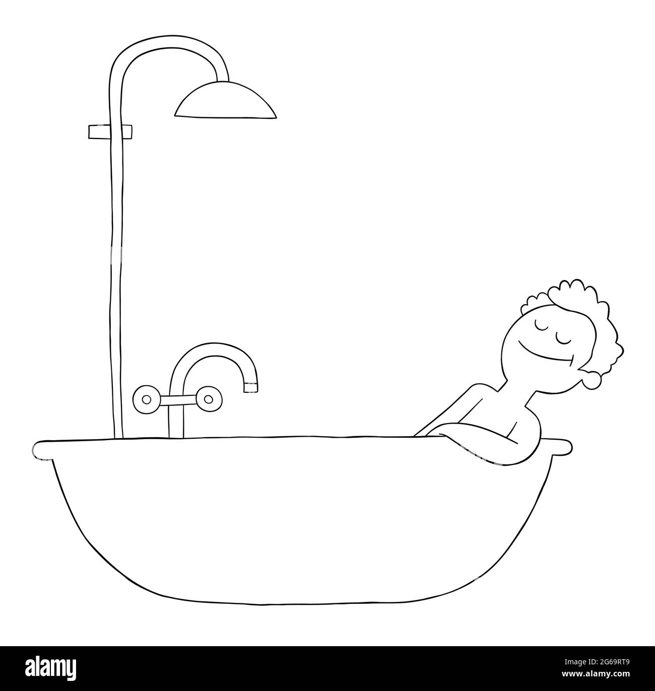 Homme De Dessin Anime Prend Un Bain Dans La Baignoire Et Est Tres Heureux Illustration Vectorielle Contour Noir Et Couleur Blanche Image Vectorielle Stock Alamy Homme De Dessin Anime Prend Un Bain Dans La Baignoire Et Est Tres Heureux Illustration Vectorielle Contour Noir Et Couleur Blanche Image Vectorielle Stock Alamy