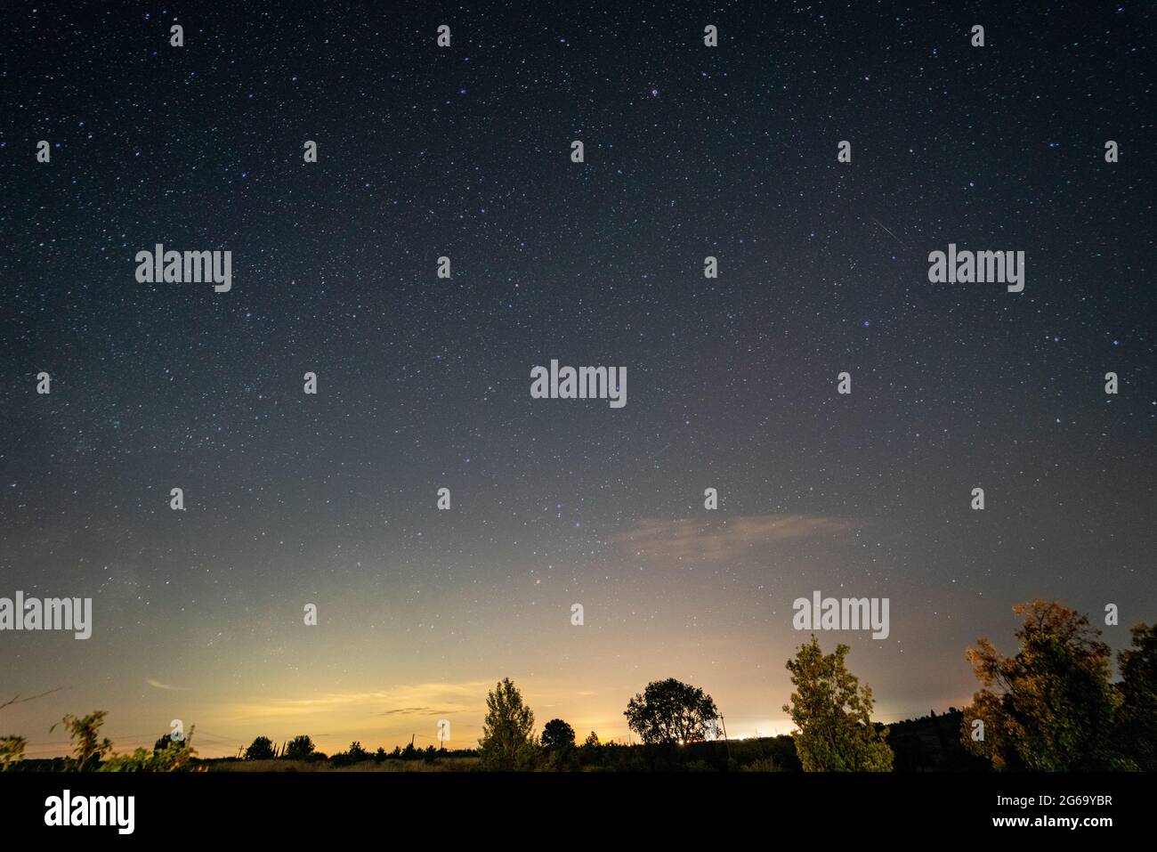 Paysage de nuit étoilée en toscane Banque D'Images