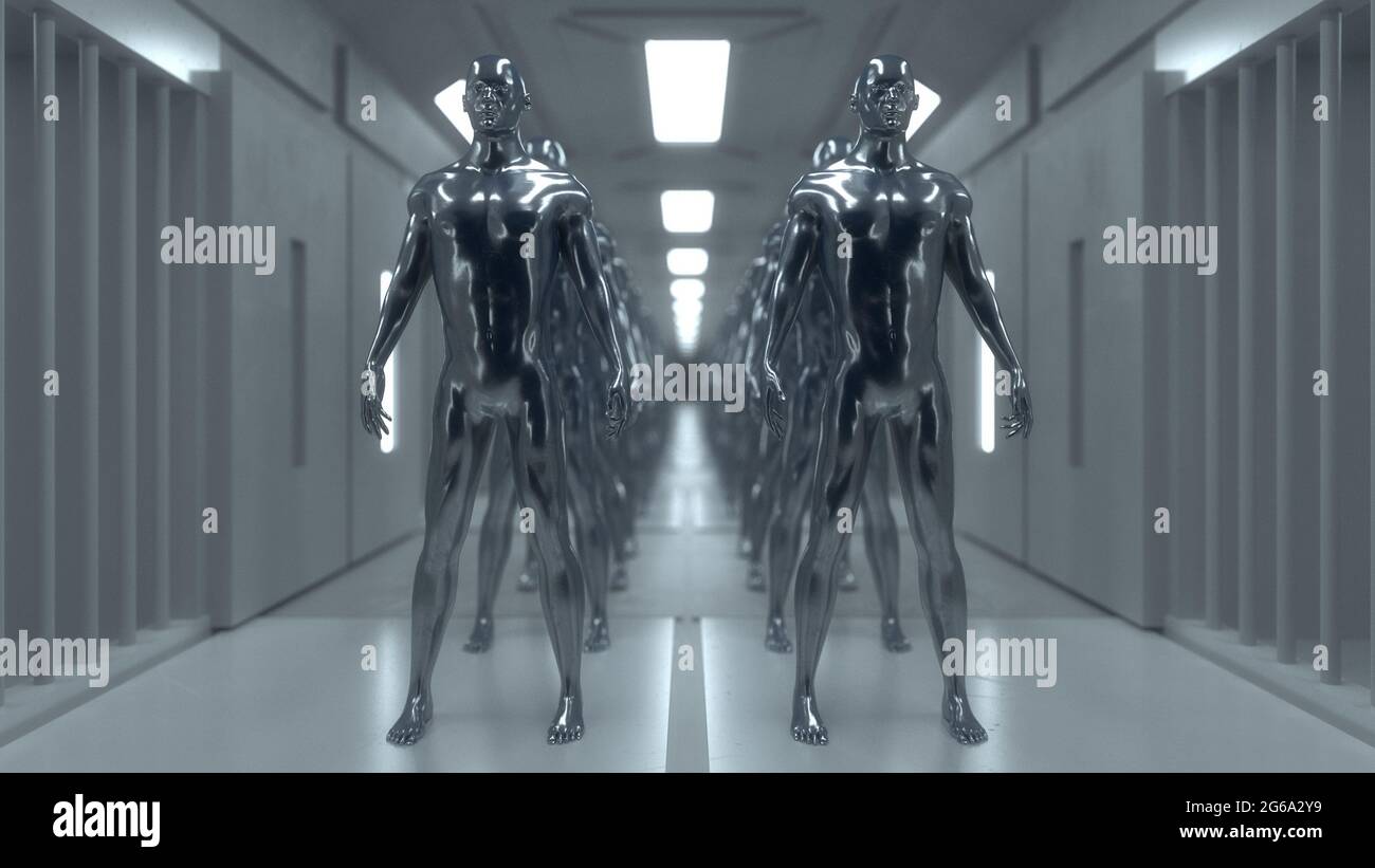 3D render. Silhouettes humanoïdes clonage Banque D'Images