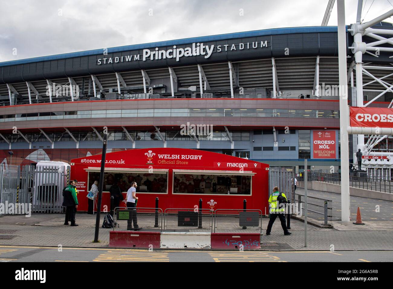 Extérieur du stade de la Principauté après le pays de Galles v Canada rugby international le 3 juillet 2021. Crédit : Lewis Mitchell Banque D'Images