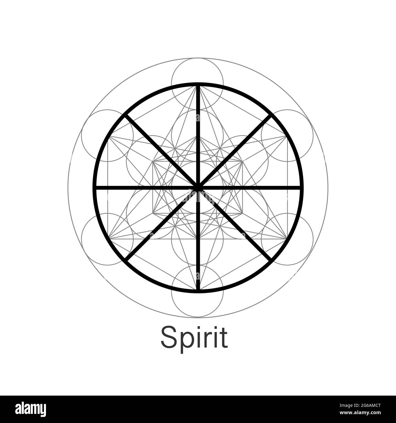 Symbole de l'esprit wicca alchimie icône, géométrie sacrée, logo magique conception du signe spirituel. Vecteur mandala isolé sur fond blanc Illustration de Vecteur