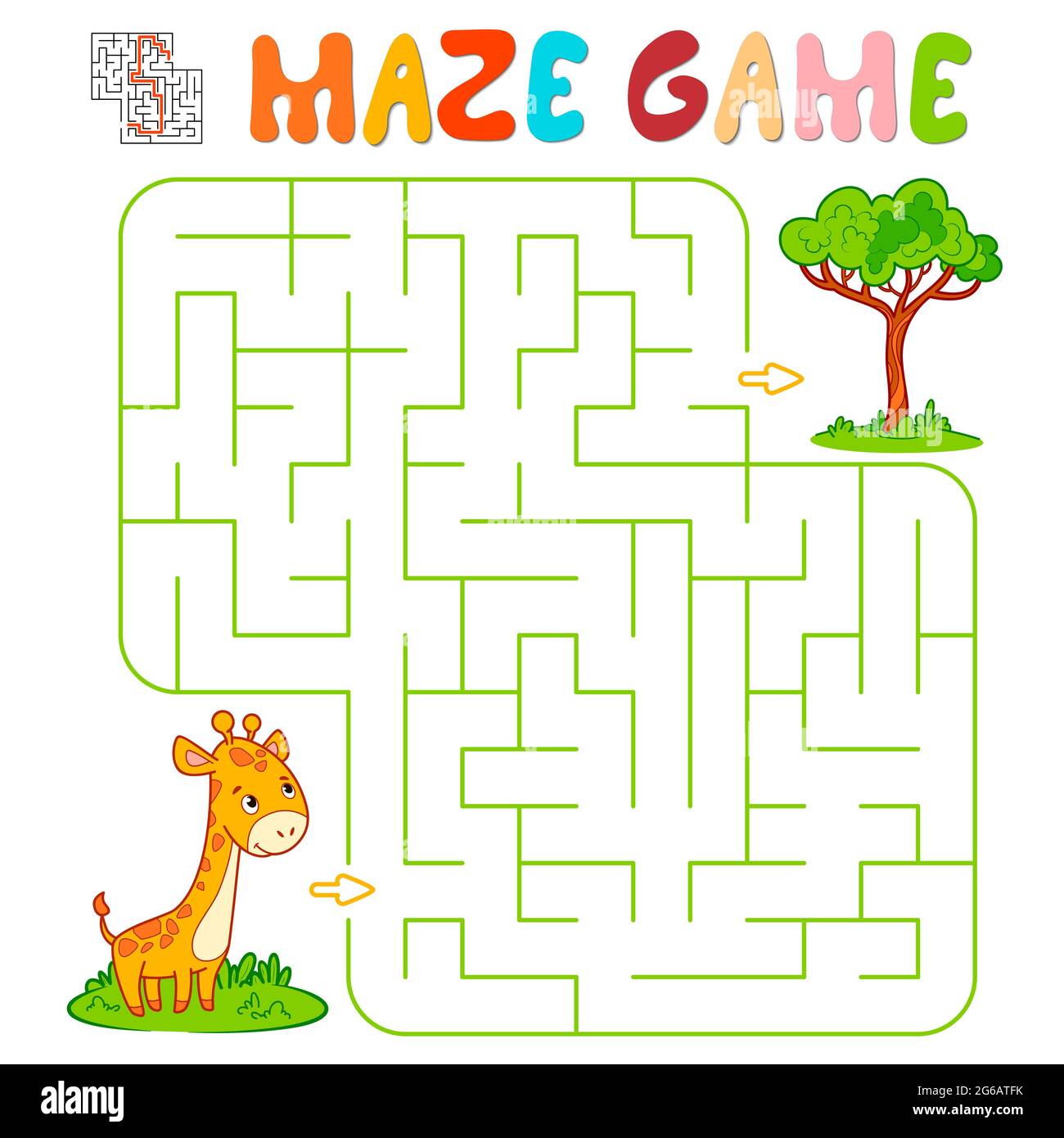 Jeu de puzzle de labyrinthe pour les enfants. Jeu de labyrinthe ou labyrinthe avec girafe. Illustrations vectorielles Illustration de Vecteur
