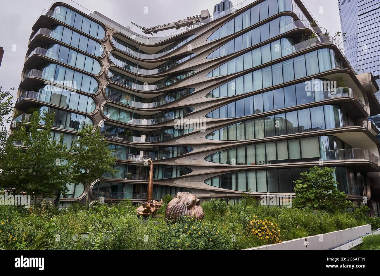 520 West 28th Street, un immeuble de luxe conçu par Zaha Hadid à côté de High Line Park.Manhattan.New York City.USA Banque D'Images