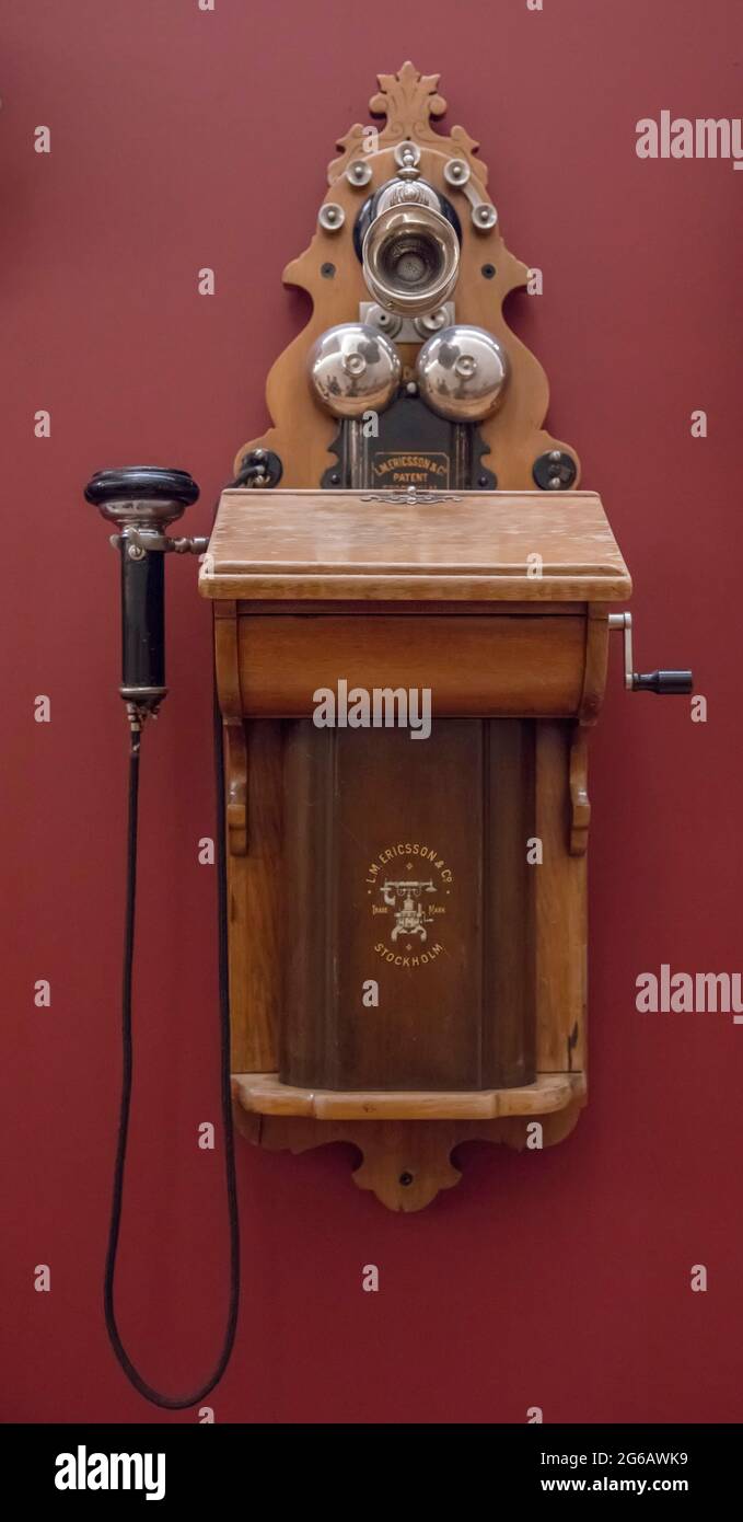 Téléphone mural Ericsson vintage Banque D'Images