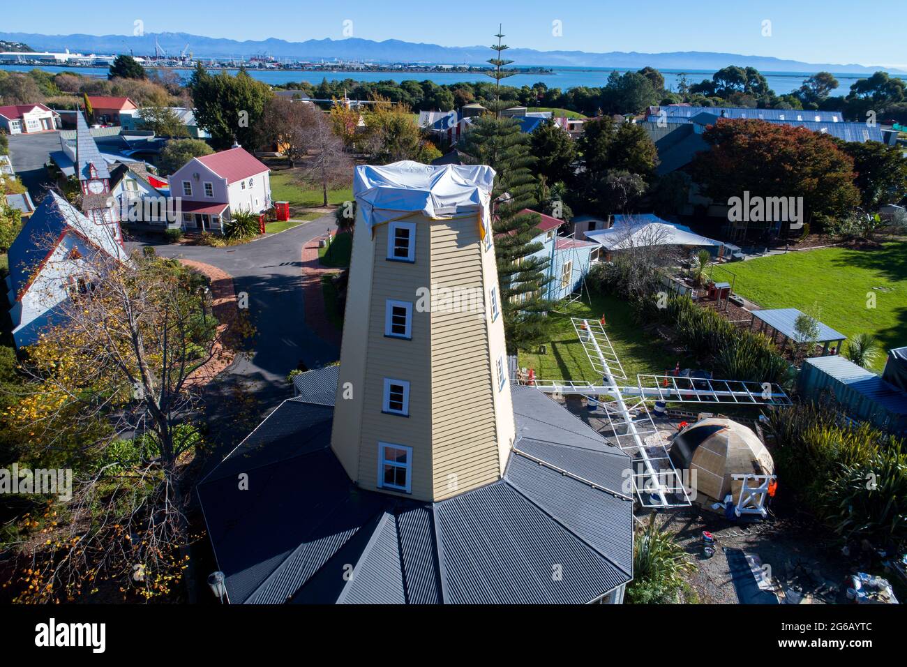 Photo de Tim Cuff 21 mai 2021 - moulin à vent Founders Park, déconstruit, Nelson, Nouvelle-Zélande Banque D'Images