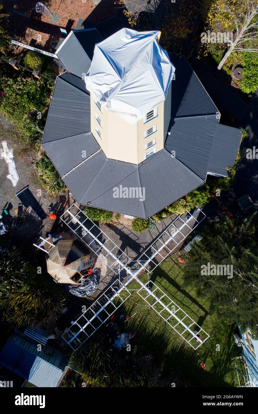 Photo de Tim Cuff 21 mai 2021 - moulin à vent Founders Park, déconstruit, Nelson, Nouvelle-Zélande Banque D'Images