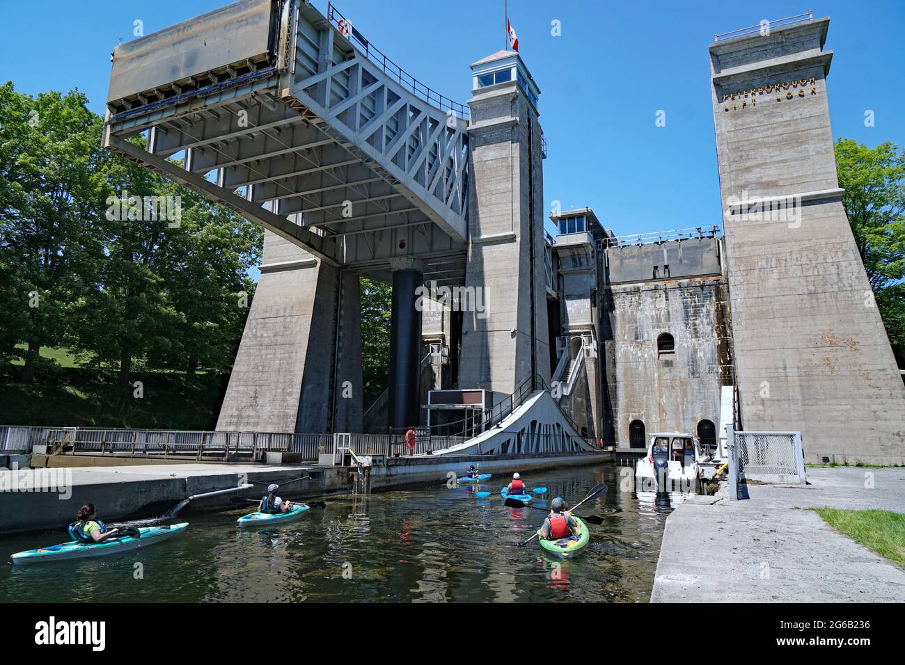 Construit en 1904, l'écluse de la rivière Trent, à Peterborough, au Canada, est le plus grand au monde. Banque D'Images
