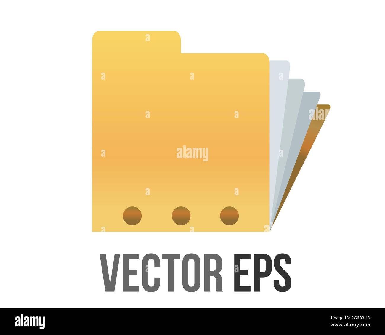 L'icône de dossier de fichier d'ordinateur jaune dégradé classique isolé de vecteur avec document Illustration de Vecteur