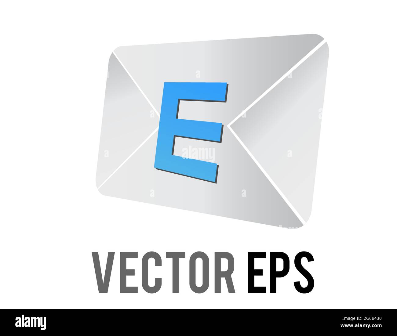 Le verso vectoriel isolé de l'enveloppe blanche imprimé avec une lettre majuscule E, pour électronique Illustration de Vecteur