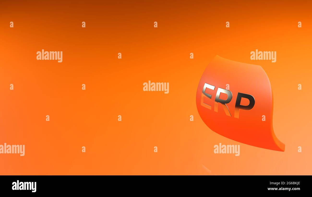 Icône orange ERP sur fond orange - illustration du rendu 3D Banque D'Images