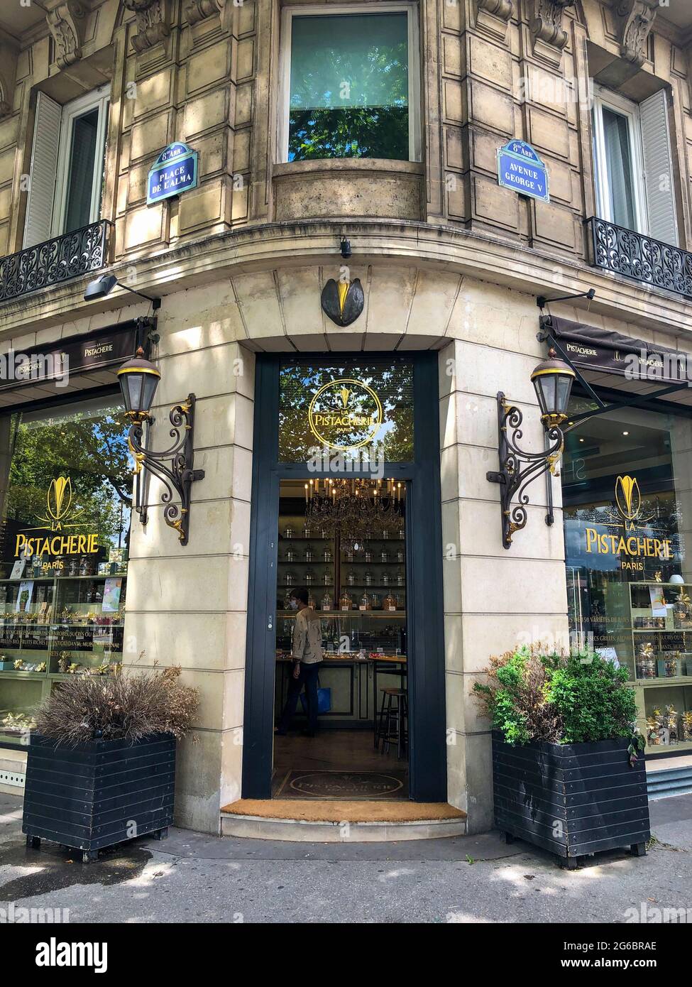 Paris, France, commerces de restauration, la boutique de la Pistacherie, avant du magasin,Extérieur, entrée de porte d'entrée détaillée Banque D'Images