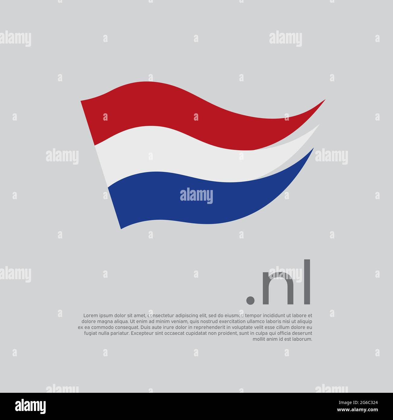 Tracés de pinceau drapeau néerlandais. Le drapeau Holland colore les bandes sur fond blanc. Vector stylisé national poster design avec le domaine nl, place pour le texte Illustration de Vecteur