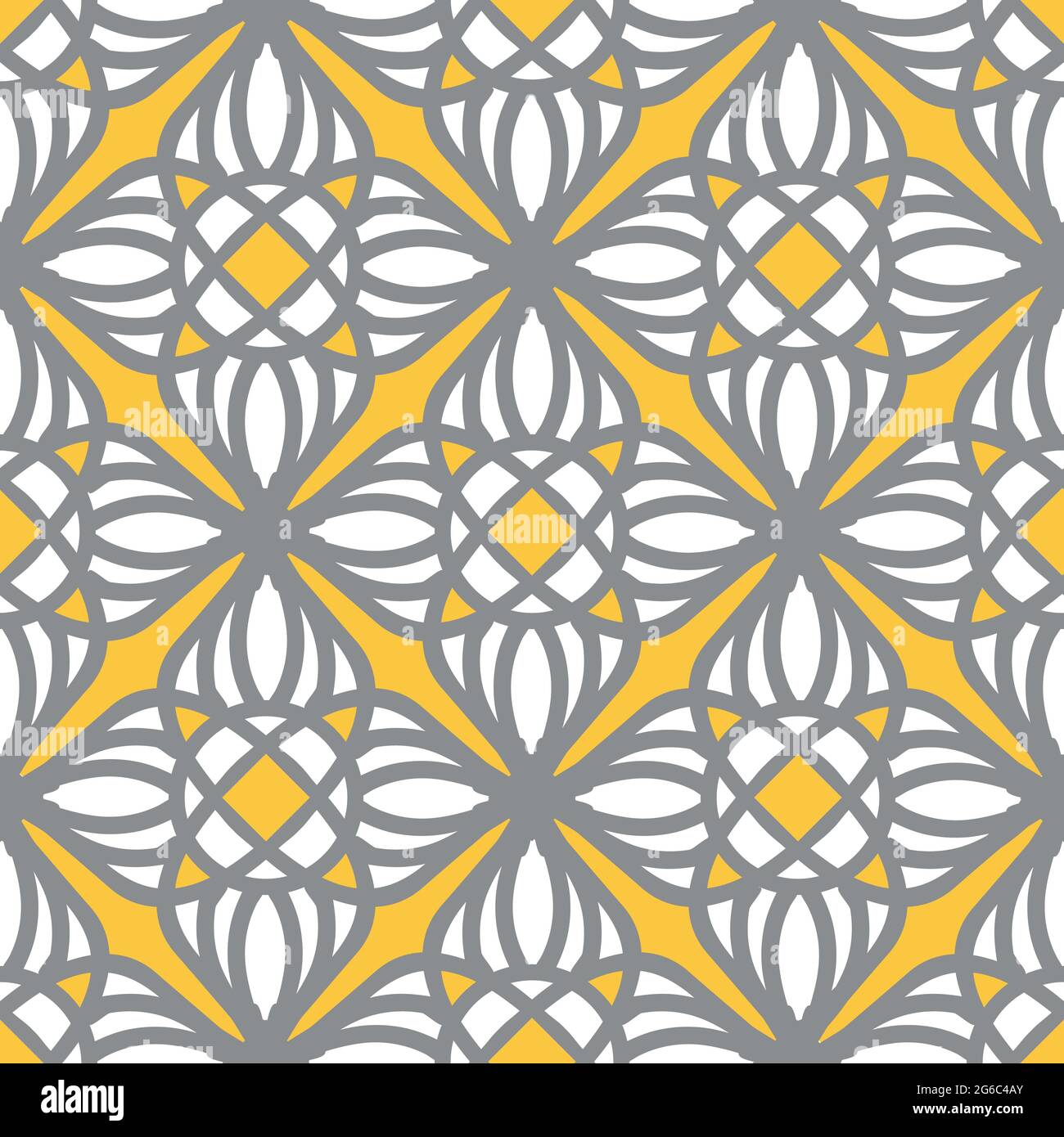 Motif vectoriel sans couture avec motif géométrique moderne sur fond jaune. Papier peint décoratif marocain d'été. Illustration de Vecteur