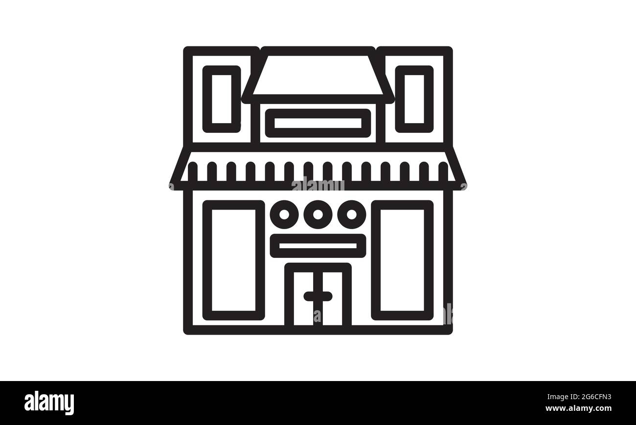 Store, Shop icon vector. Mini-marché, symbole shopping dans le style de contour. Vente, personnaliser et acheter signe pour le site Web. Épicerie, entreposage, livraison Illustration de Vecteur