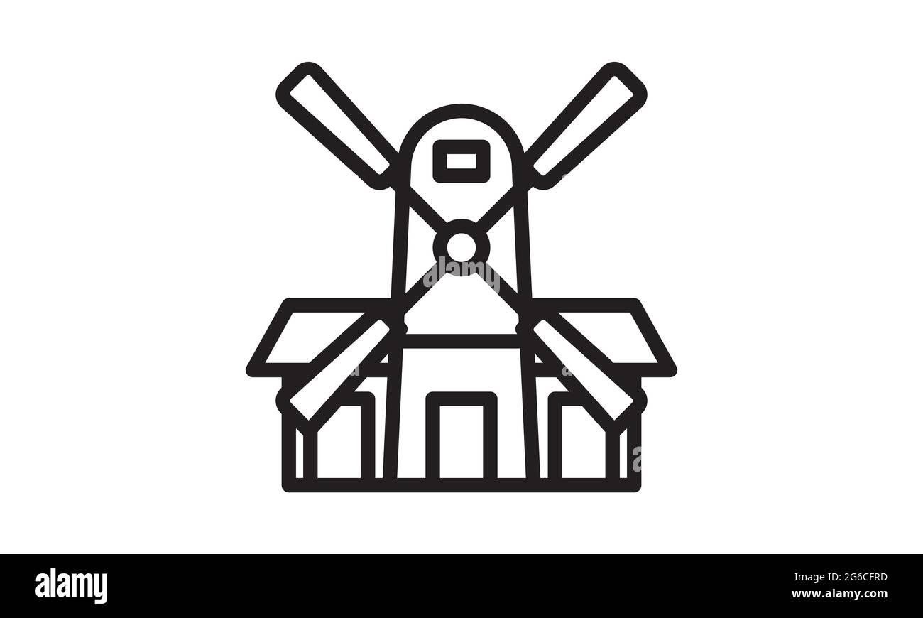 Ancienne icône de moulin image vectorielle de style simple Illustration de Vecteur